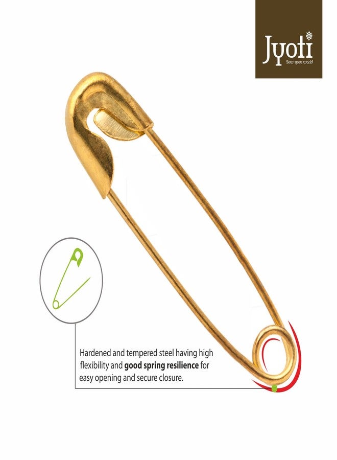 Jyoti 33702 Safety Pins - Strong Brass Plated Pins, Rust Resistant, Heavy Duty Variety Pack, Perfect for Clothes, Crafts, Sewing, Pinning (200 Pins of Size 00 / 22mm Golden Finish in a Pouch) - Image 3